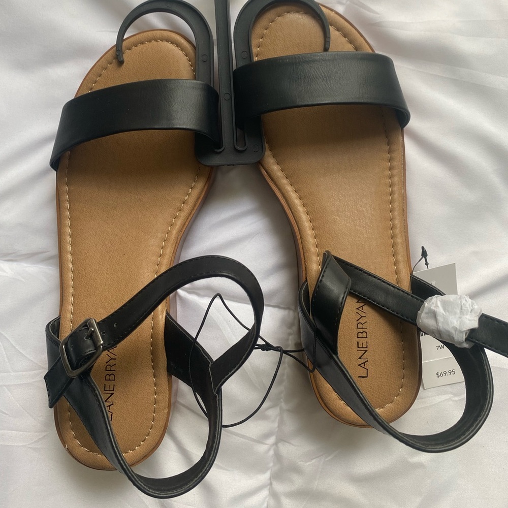 Lane Bryant faux leather strappy platform shoes